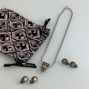 Brighton heartfelt Friends double sided pendant with matching earrings Retired